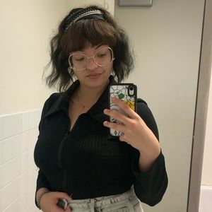 Longsleeve Collared Black Bodysuit